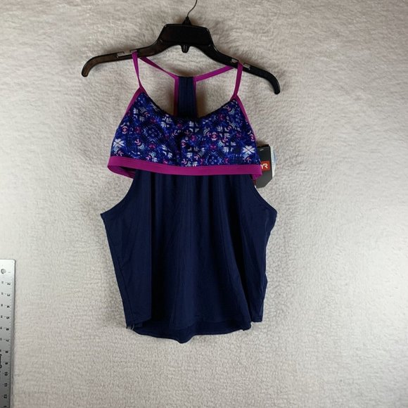 TYR Shea Swim‎ 2-in-1 Tankini Santa Cruz Women's Large(10/12) Navy Purple 8063 - Picture 1 of 7